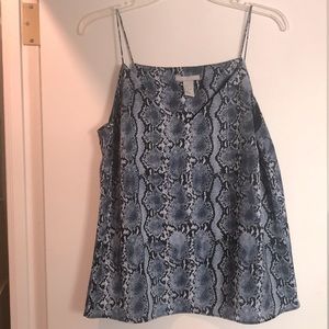 H&M a-line tank in a navy blue snake skin print